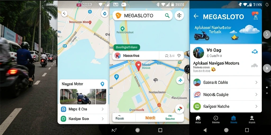 Tampilan antarmuka MEGASLOTO dengan peta navigasi motor yang jelas.
