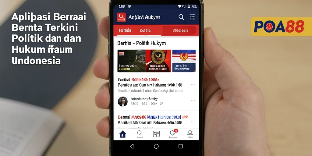 Antarmuka aplikasi POA88 dengan berita politik dan hukum terkini.