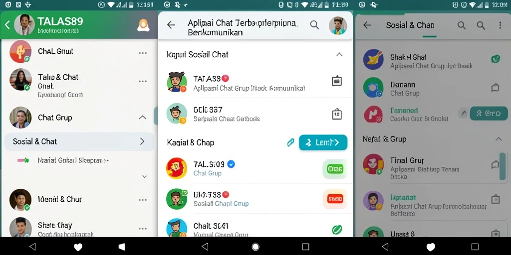 Antarmuka chat grup TALAS89 yang interaktif dan menarik.