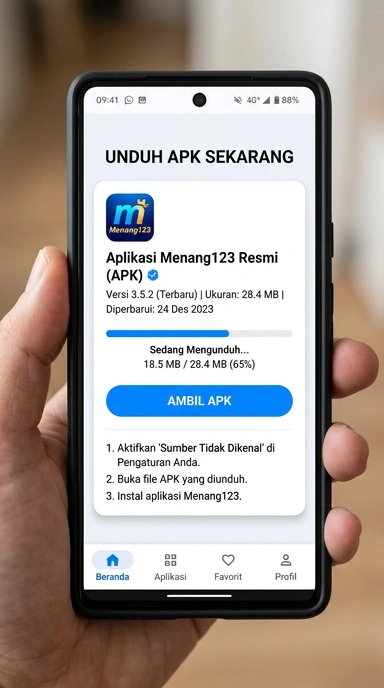 Tampilan halaman APK menang123