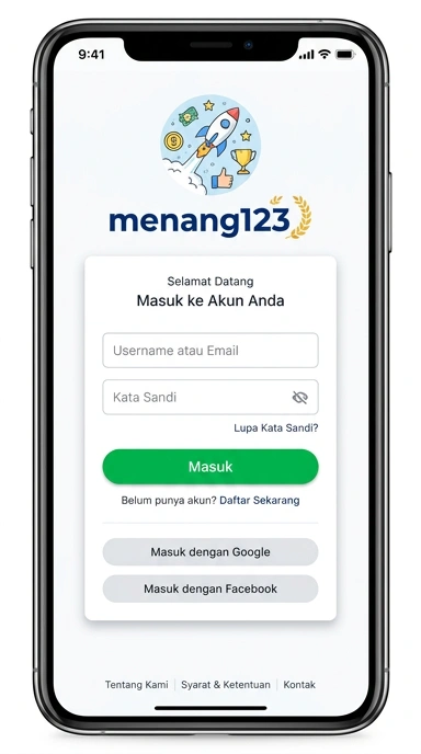 Tampilan halaman login menang123